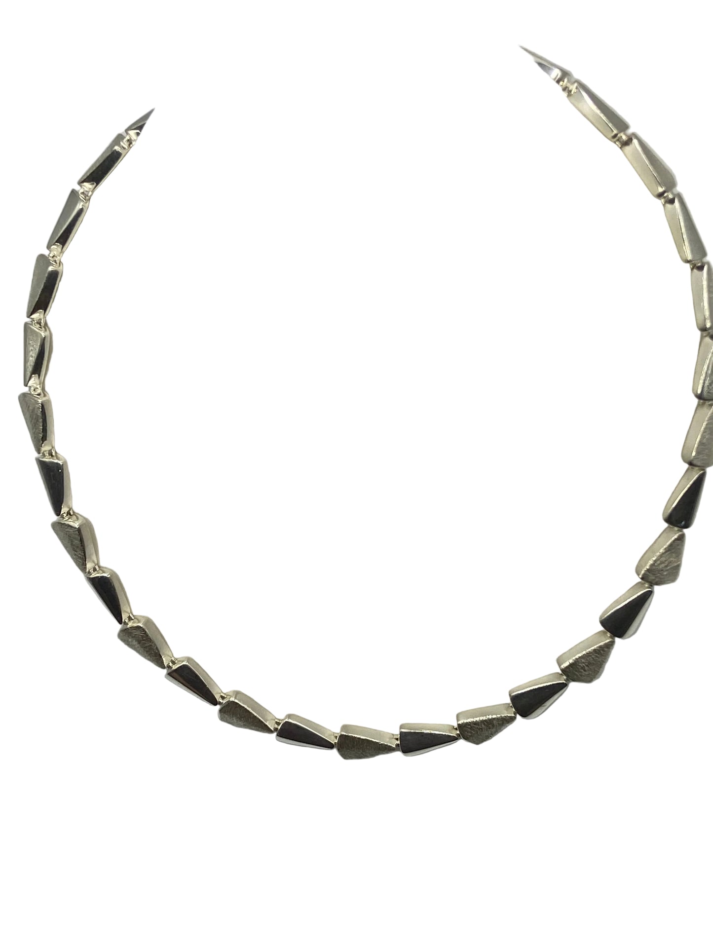 Satin & Polished Arrow Head Silver Necklace