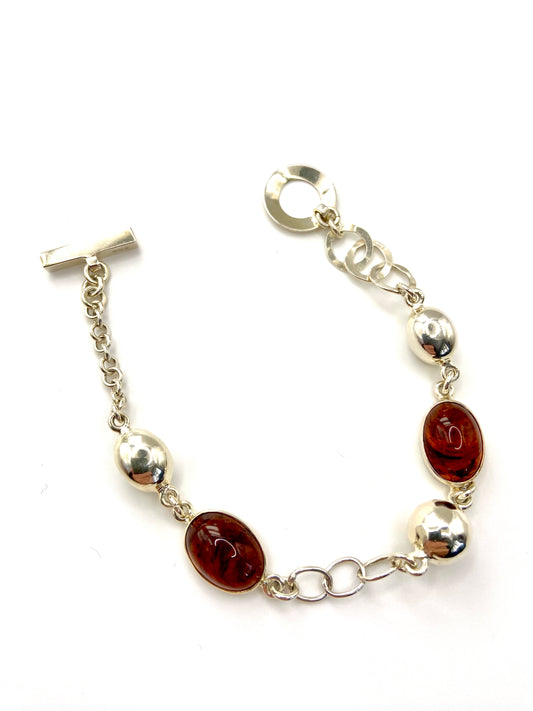 Silver And Amber Bracelet