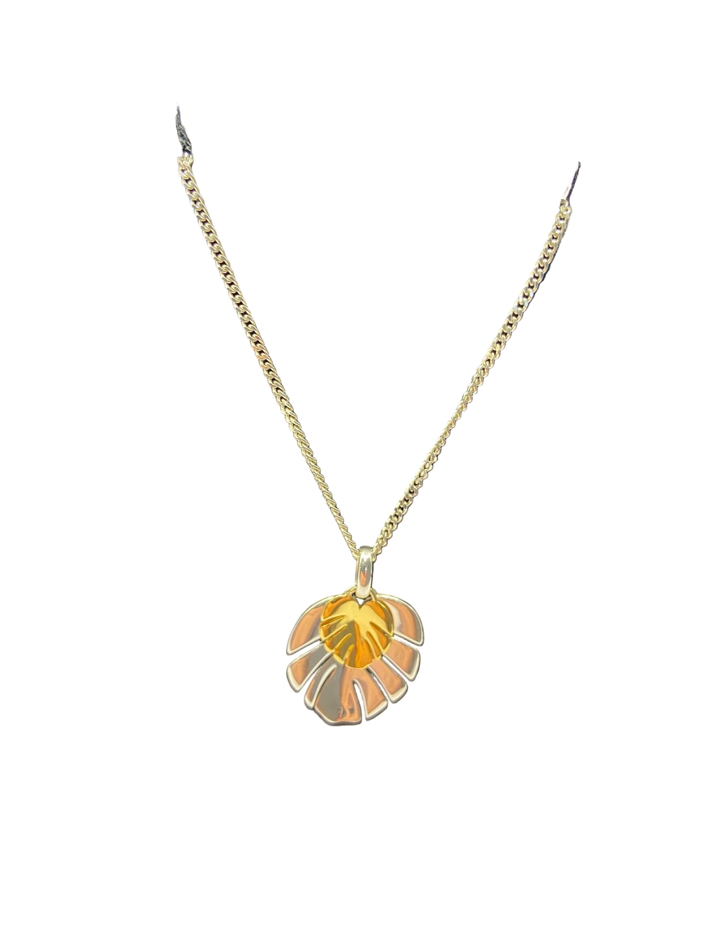 Silver and Yellow G/P Leaf Pendant