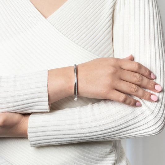 Silver Icon Twist Bangle