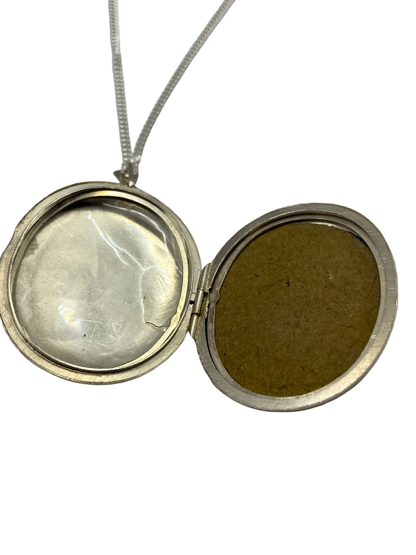 Silver  Engraved Oval Locket Pendant