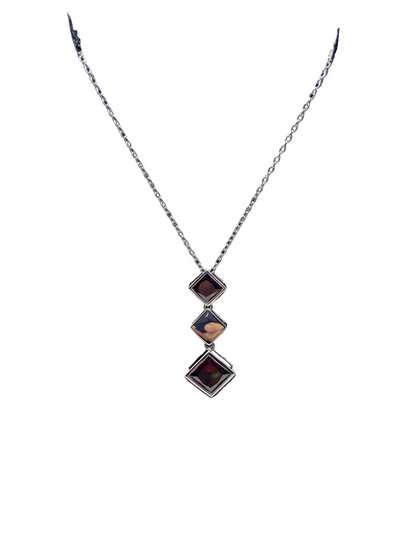Silver Red Cubic Stone Drop Pendant