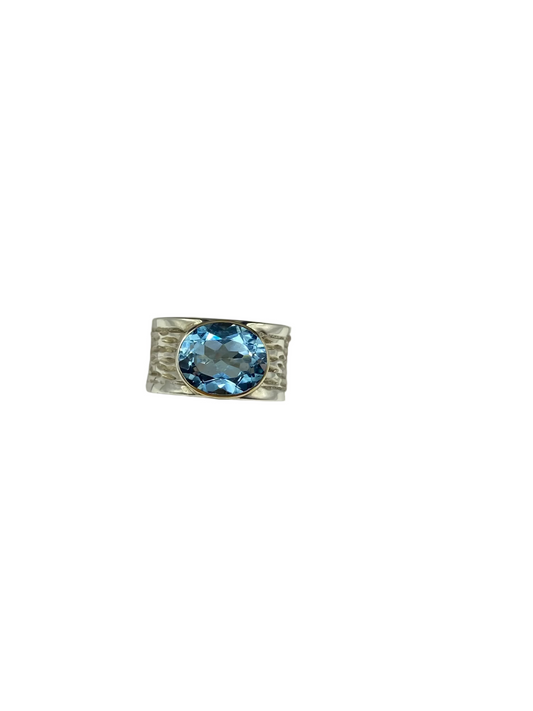 Silver Riviera Blue Topaz Ring