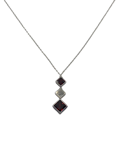 Silver Red Cubic Stone Drop Pendant