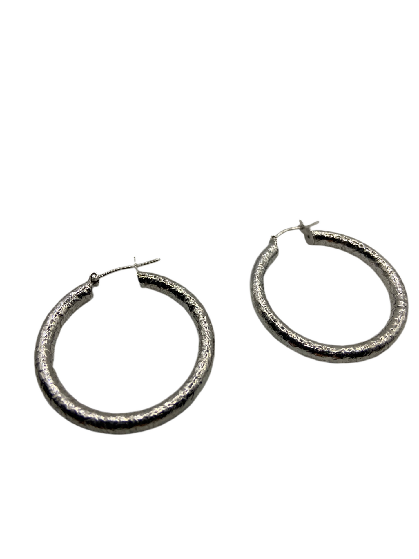 Silver Textured Hoop Earrings