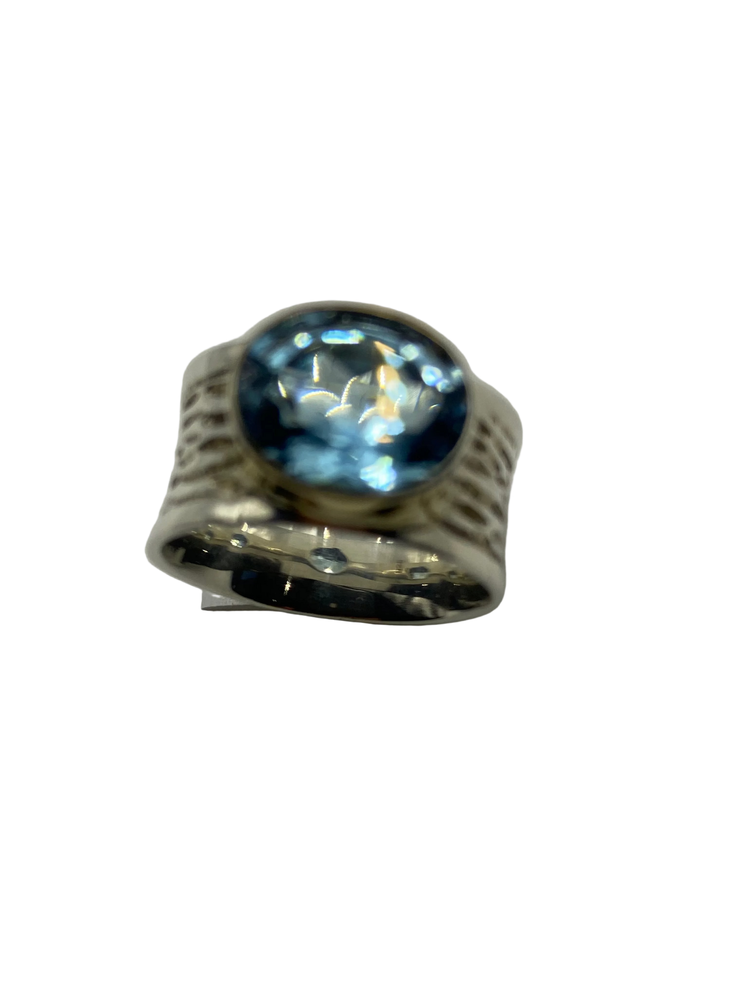 Silver Riviera Blue Topaz Ring