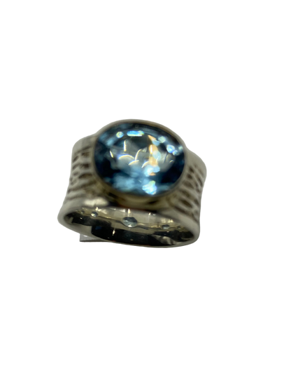 Silver Riviera Blue Topaz Ring
