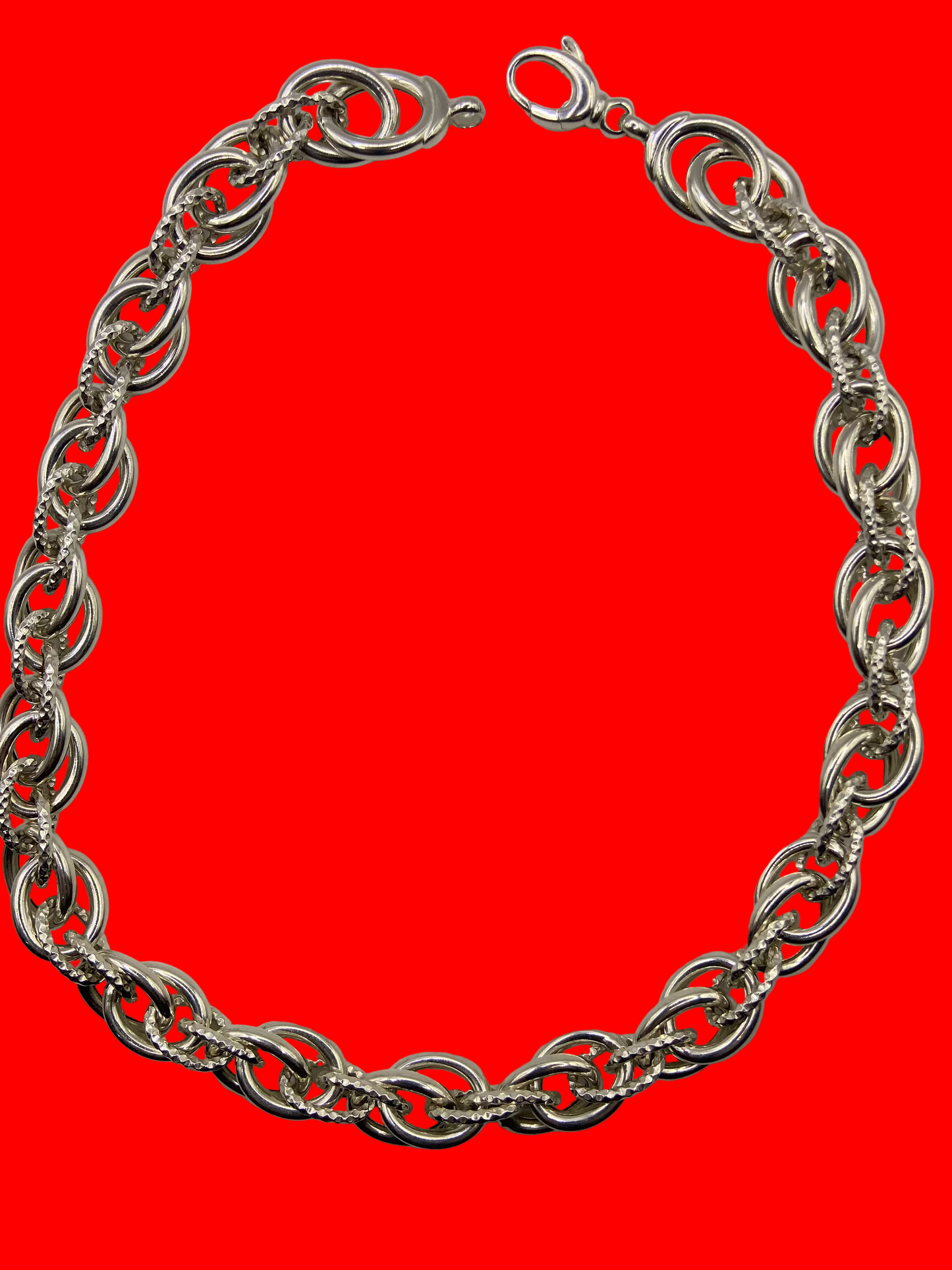Silver Double Oval Linked Necklace