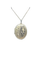 Silver  Engraved Oval Locket Pendant