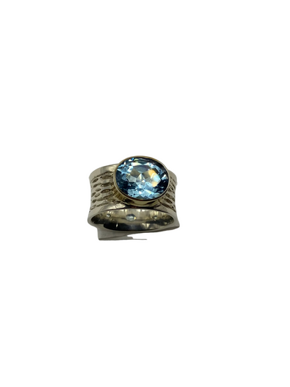Silver Riviera Blue Topaz Ring