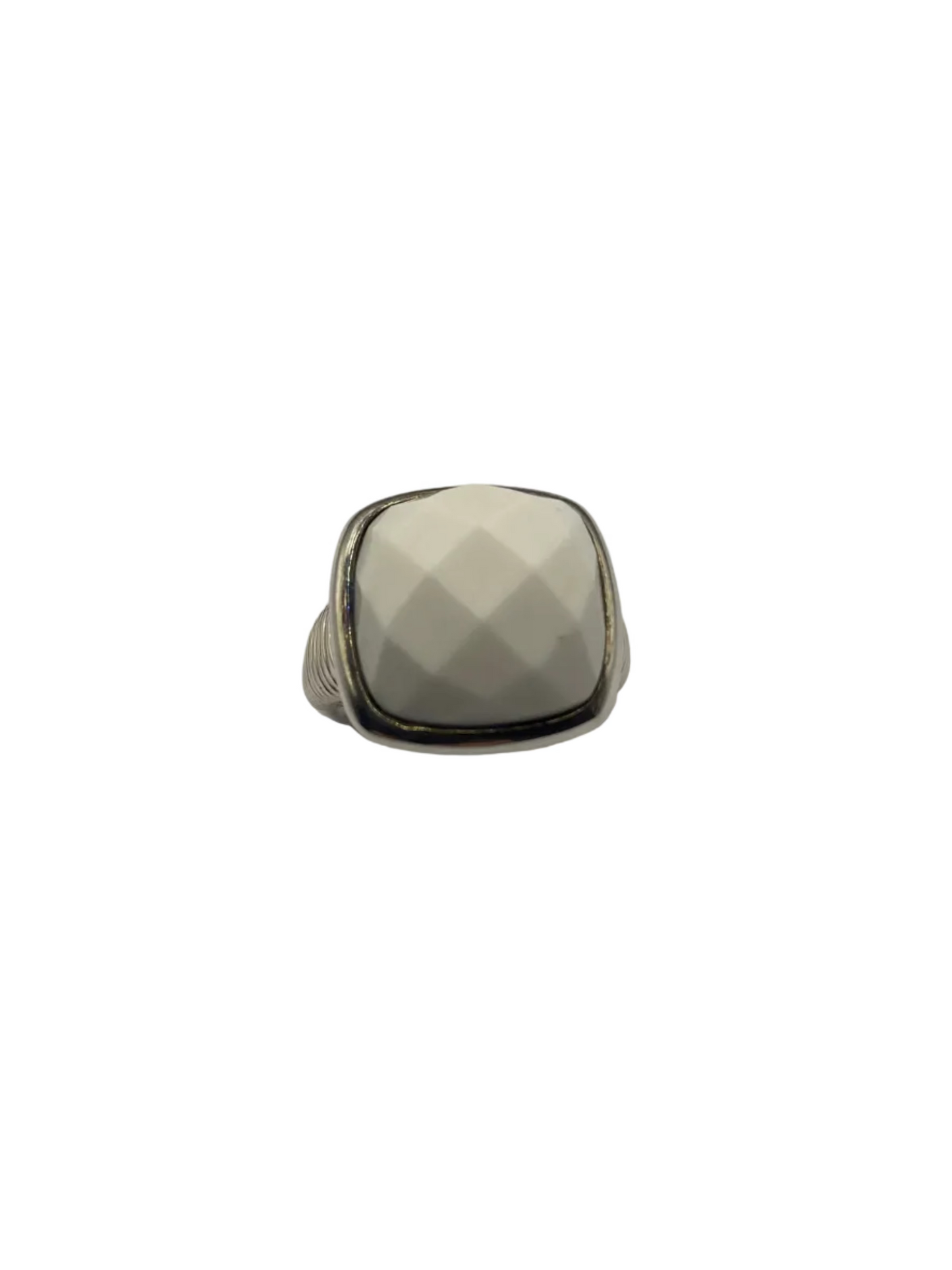 Silver White Agate Ring