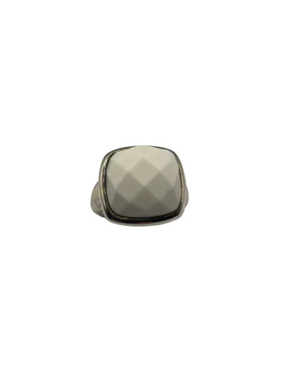 Silver White Agate Ring