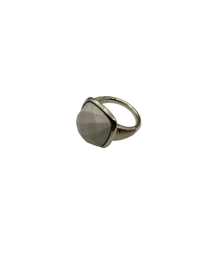 Silver White Agate Ring