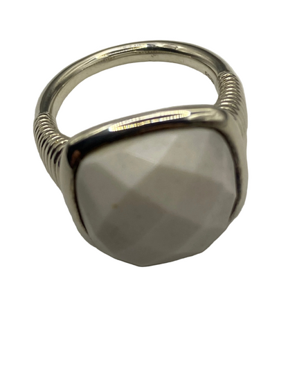 Silver White Agate Ring