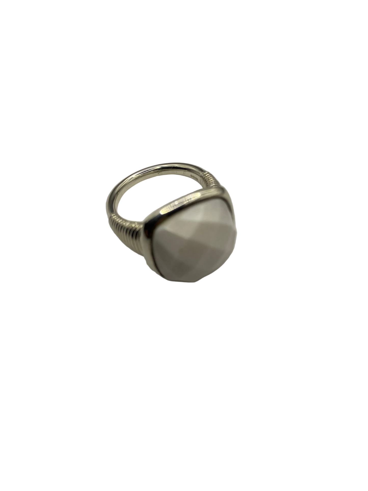 Silver White Agate Ring