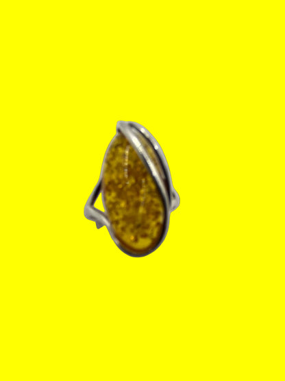 Silver Baltic Amber Ring