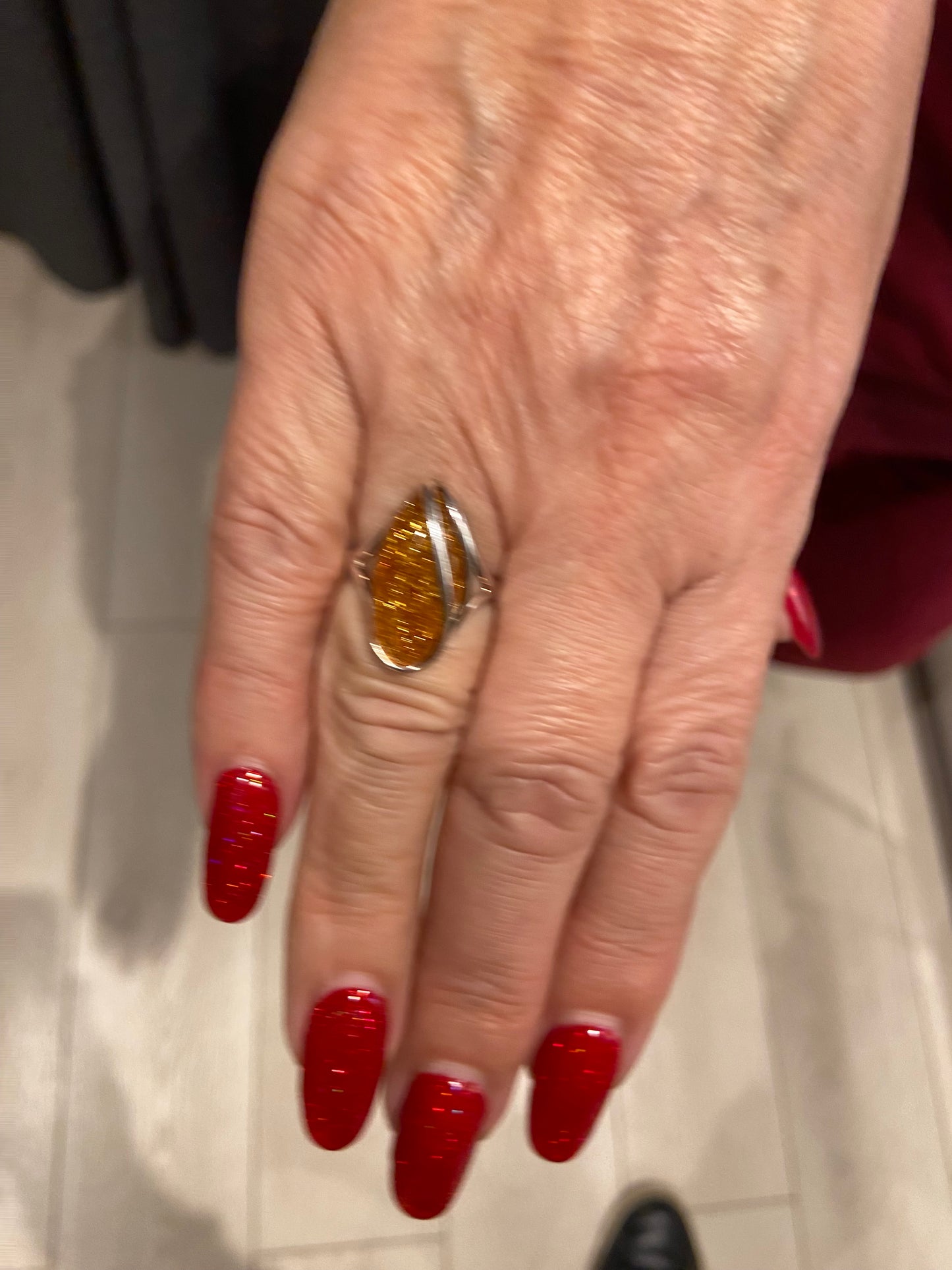 Silver Baltic Amber Ring
