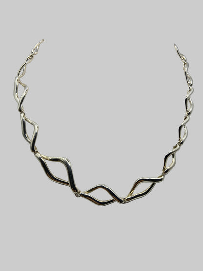 Sterling Silver Wave Linked Necklace