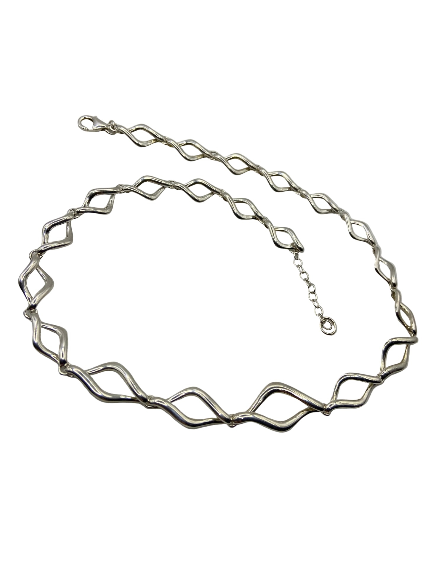 Sterling Silver Wave Linked Necklace