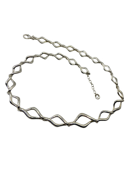 Sterling Silver Wave Linked Necklace