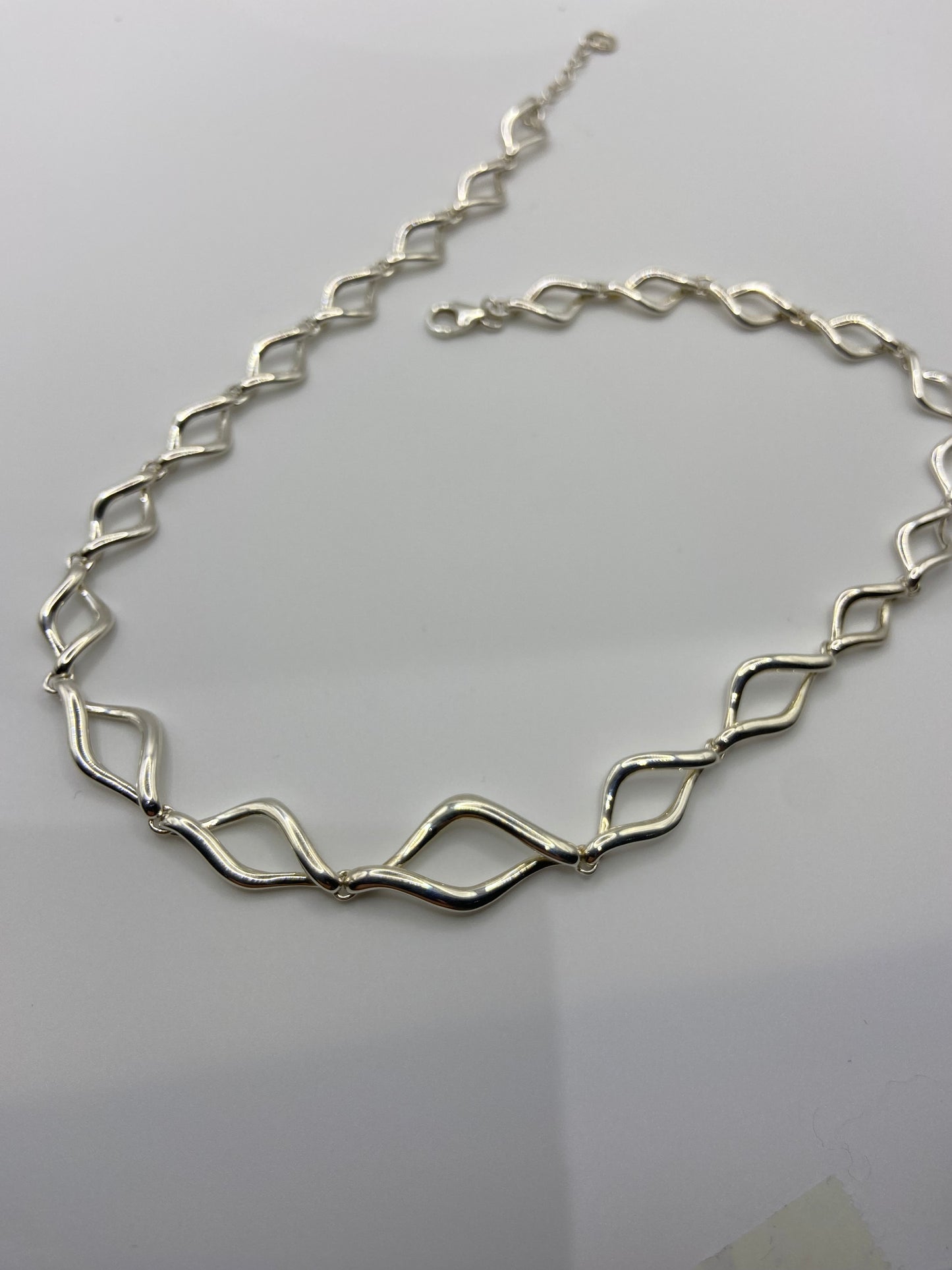 Sterling Silver Wave Linked Necklace