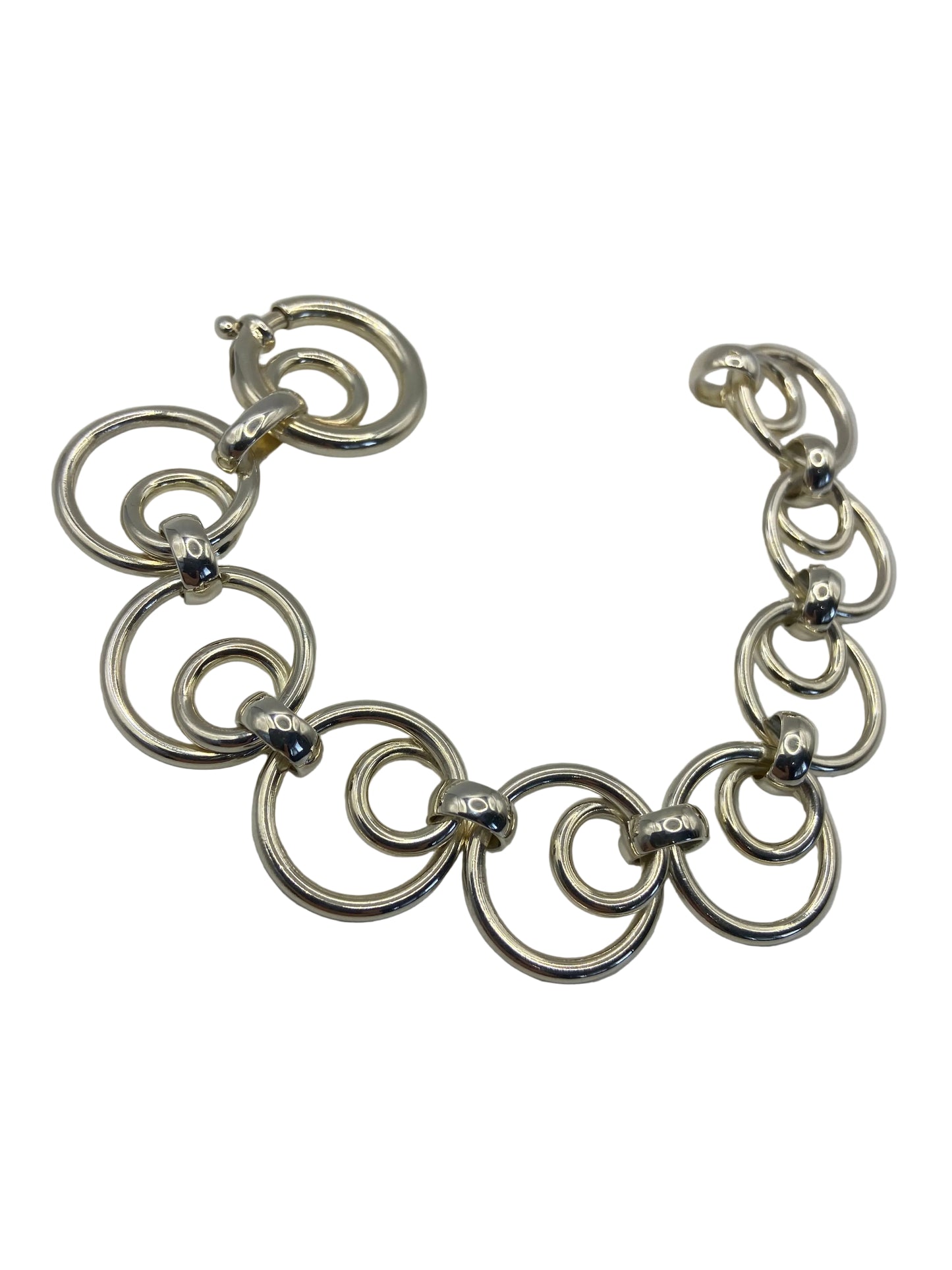Silver large Open Double Link Bracelet