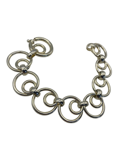 Silver large Open Double Link Bracelet