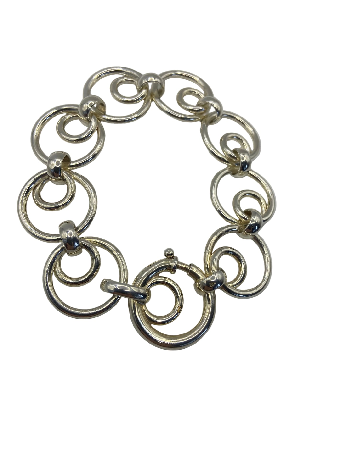 Silver large Open Double Link Bracelet
