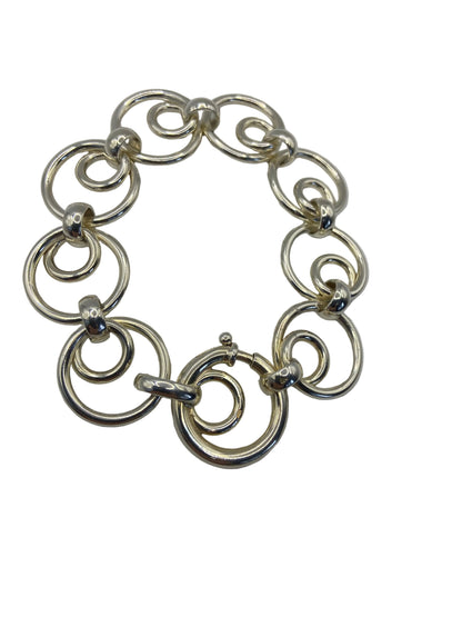 Silver large Open Double Link Bracelet