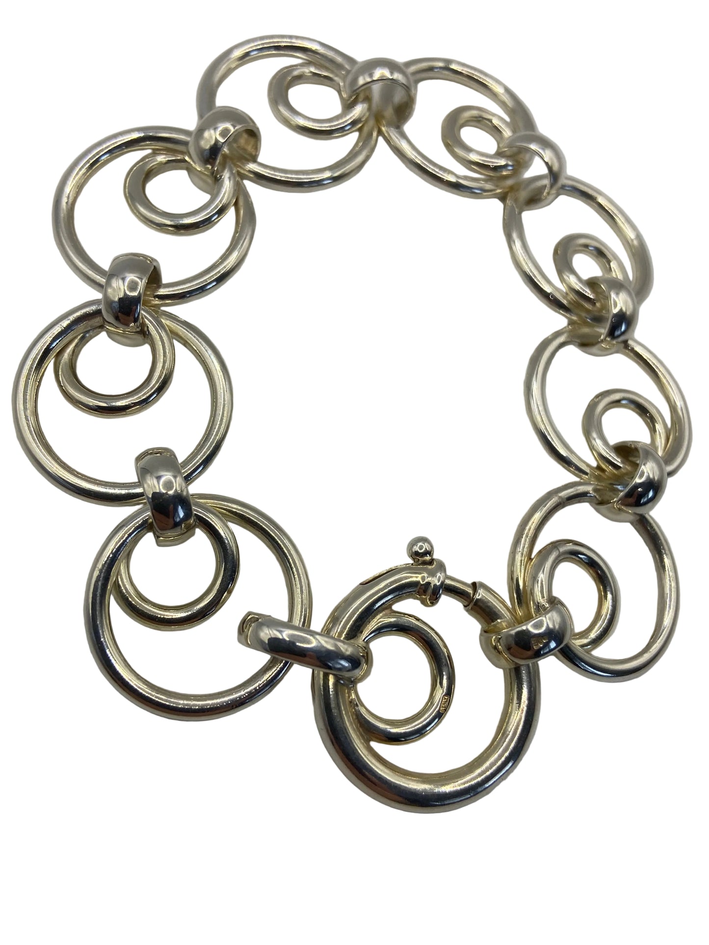 Silver large Open Double Link Bracelet