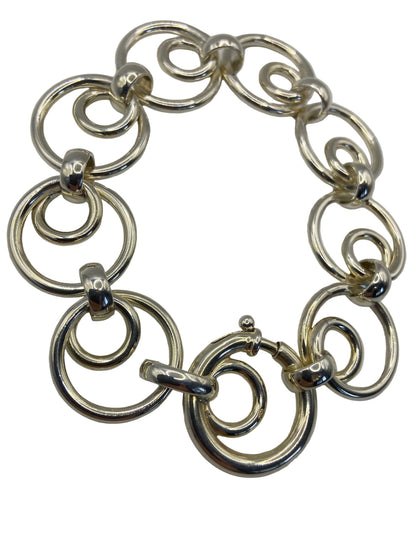 Silver large Open Double Link Bracelet