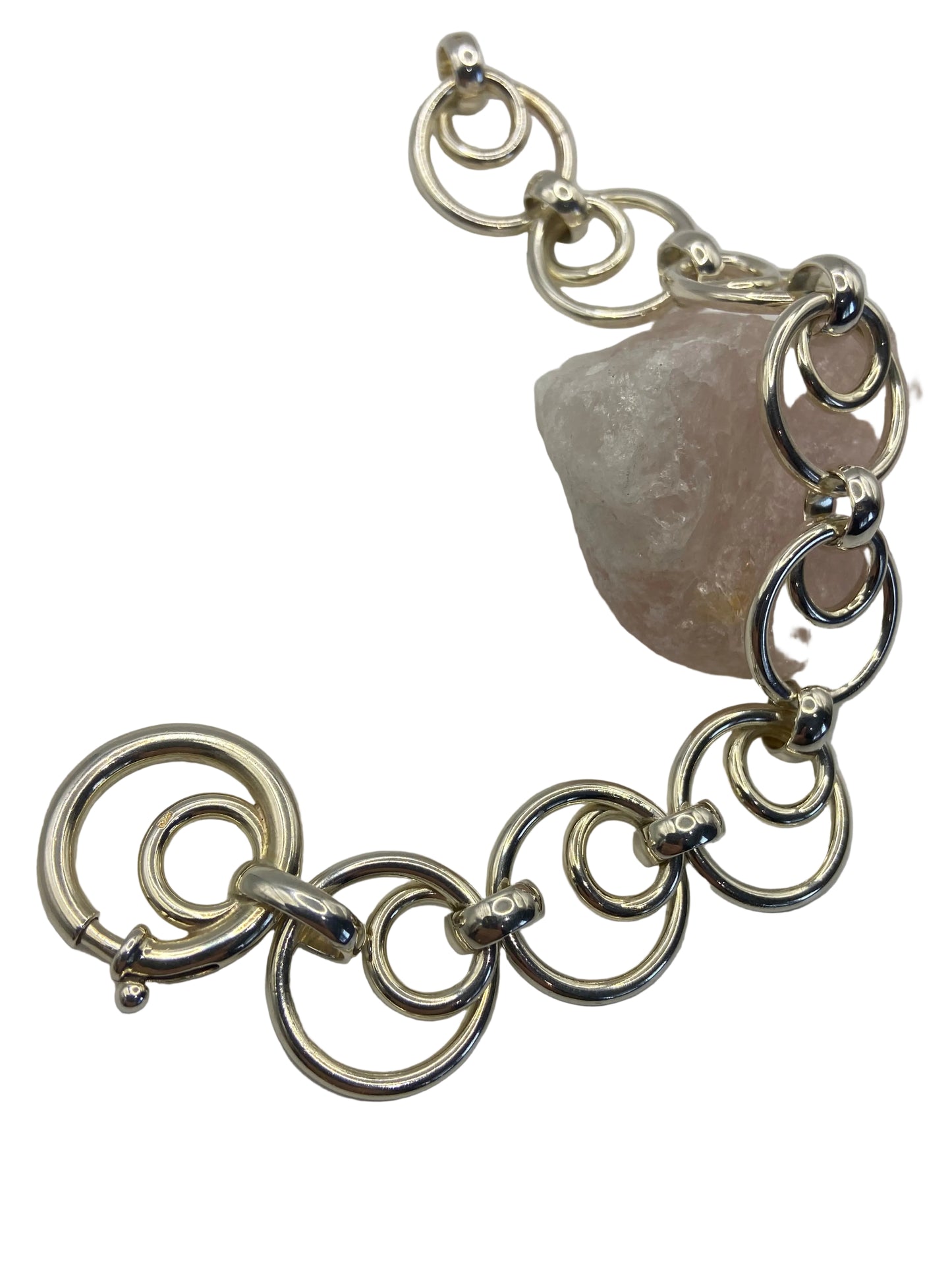 Silver large Open Double Link Bracelet