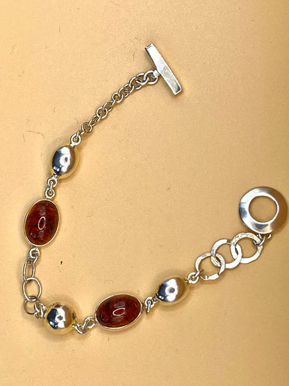 Silver And Amber Bracelet