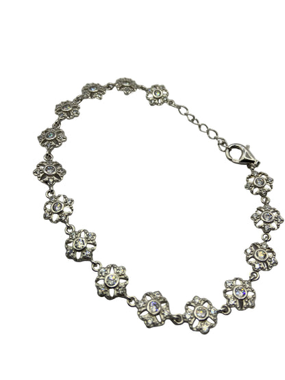 Silver Cz Vintage Style  Floral Bracelet