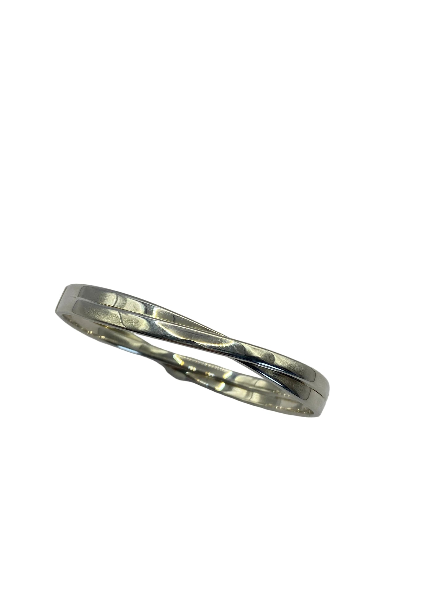 Silver Crossover Hinged Bangle