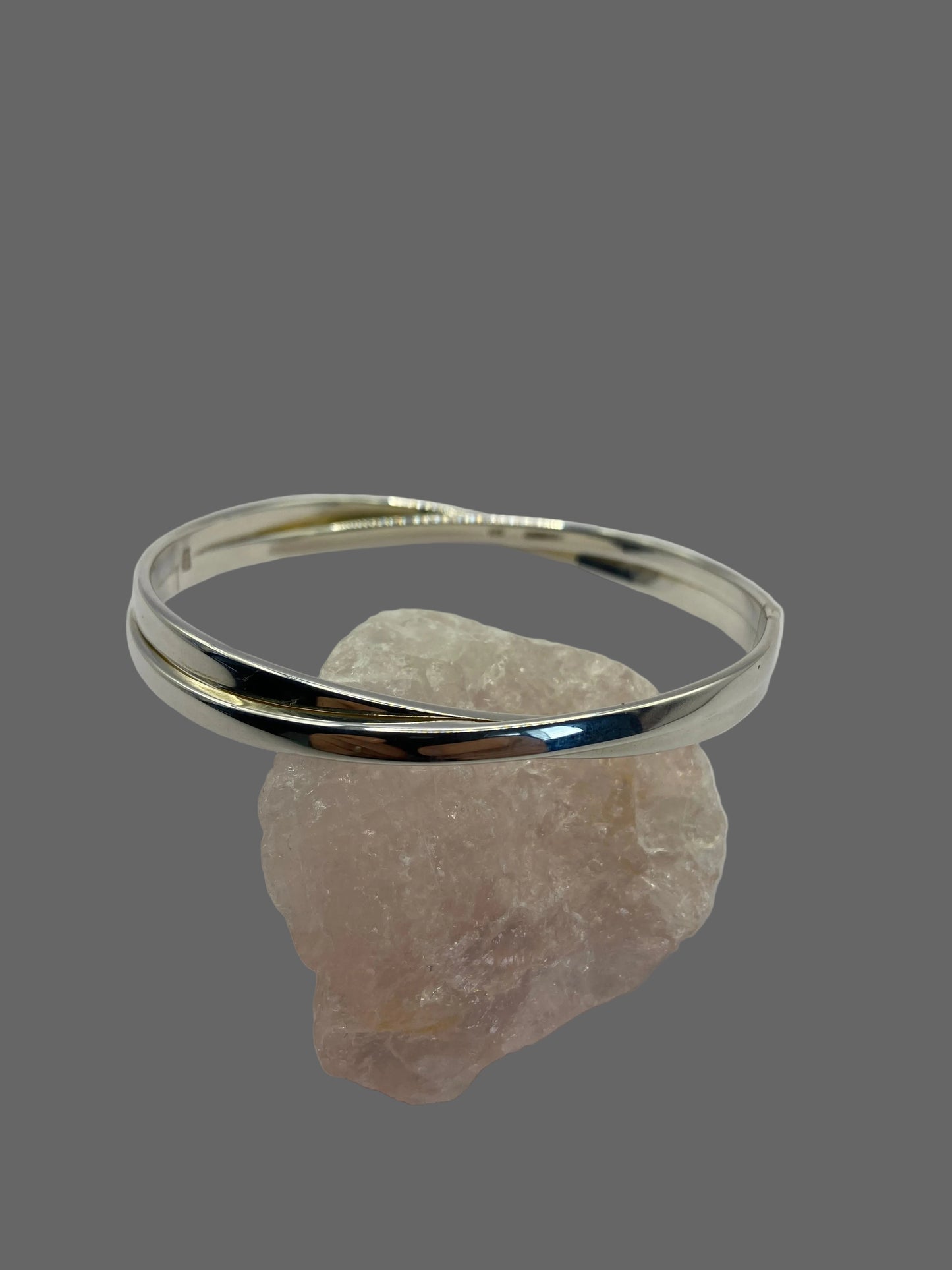Silver Crossover Hinged Bangle