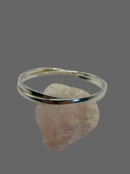 Silver Crossover Hinged Bangle