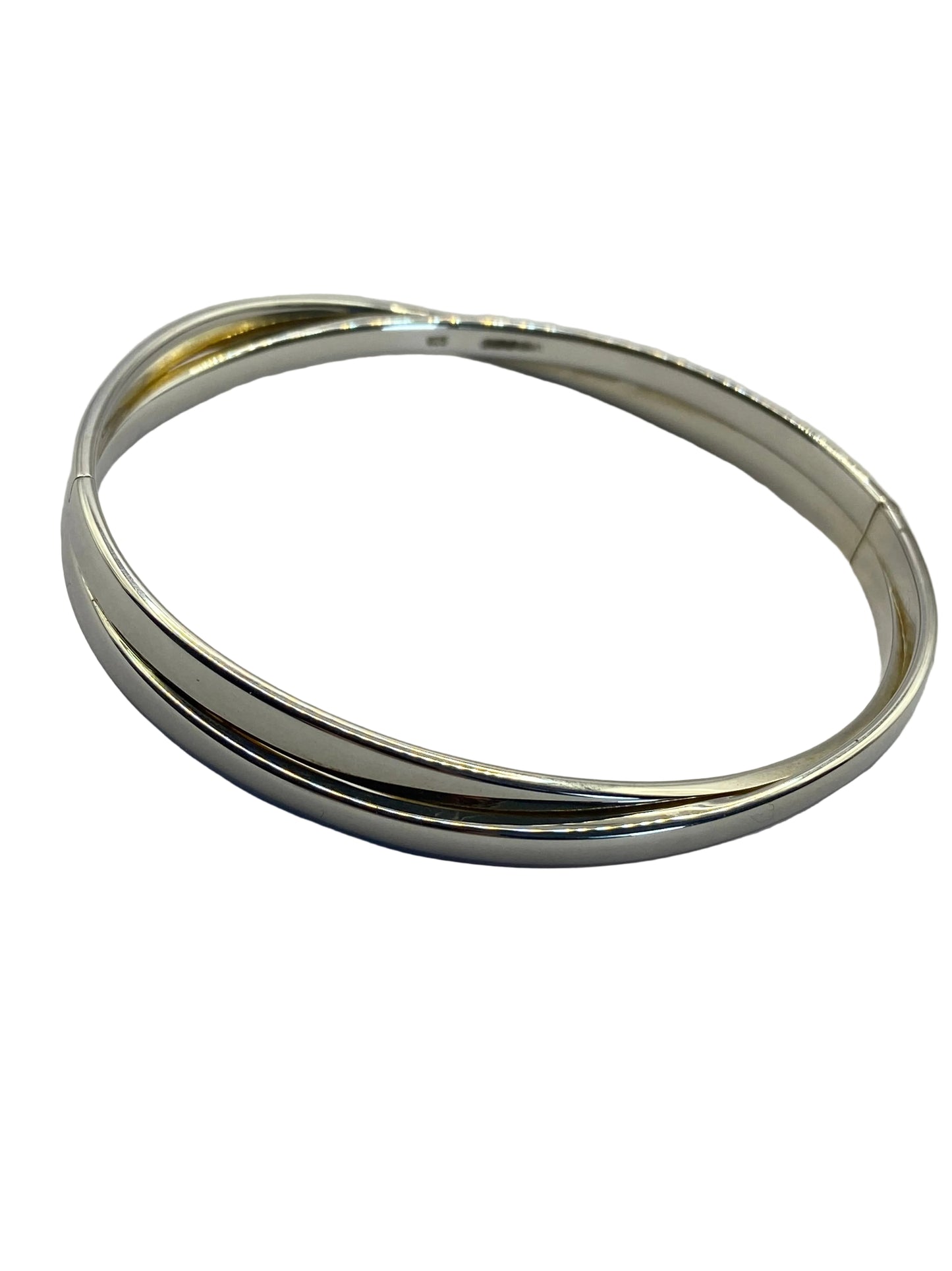 Silver Crossover Hinged Bangle