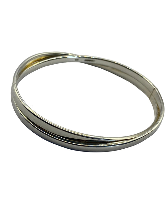 Silver Crossover Hinged Bangle