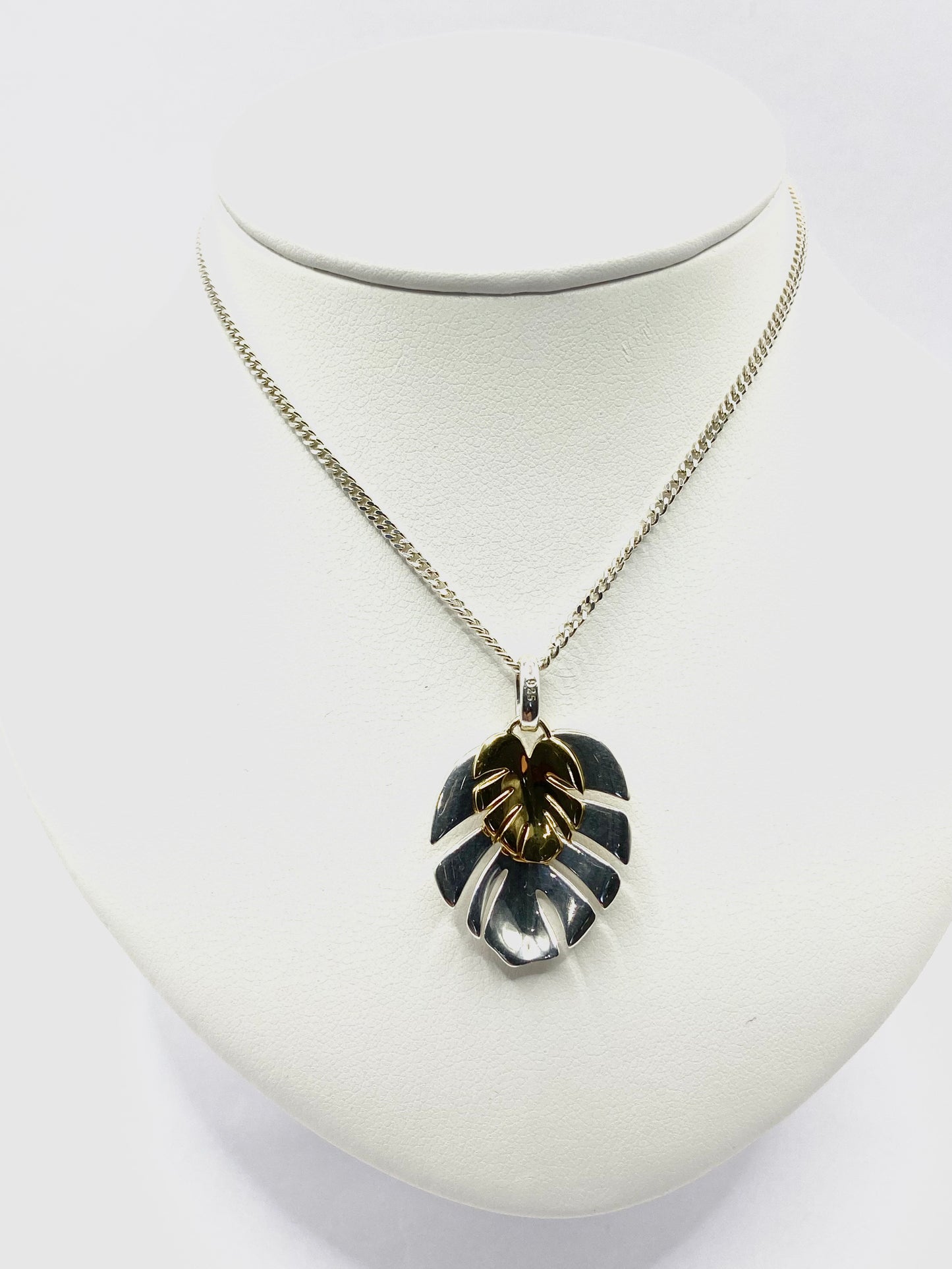Silver and Yellow G/P  Leaf Pendant