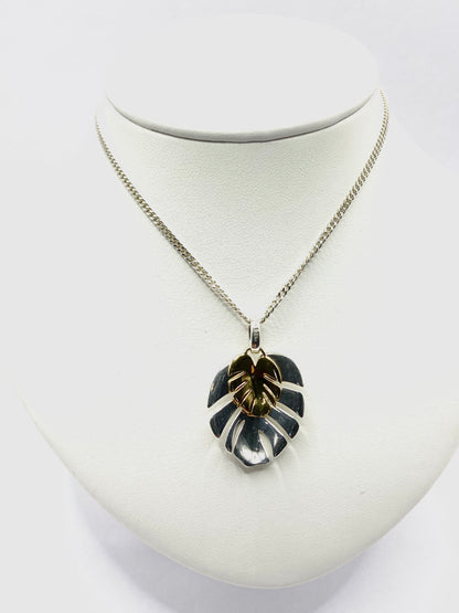 Silver and Yellow G/P  Leaf Pendant