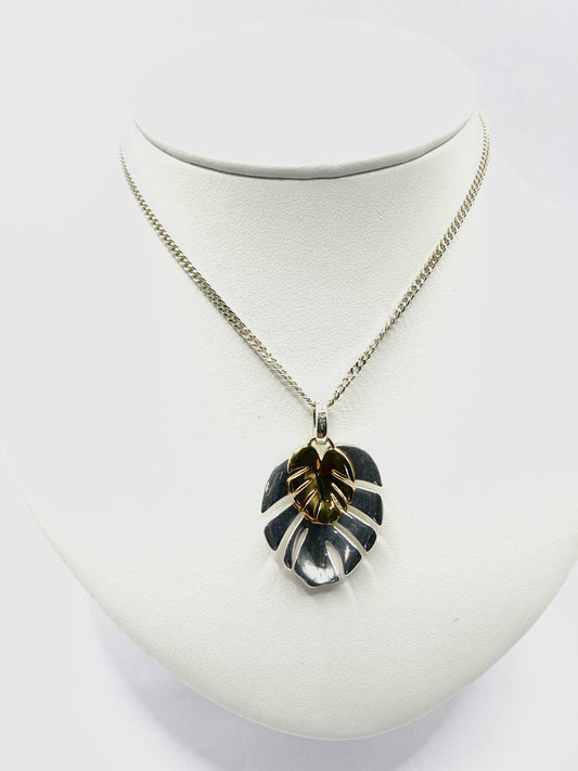 Silver and Yellow G/P  Leaf Pendant