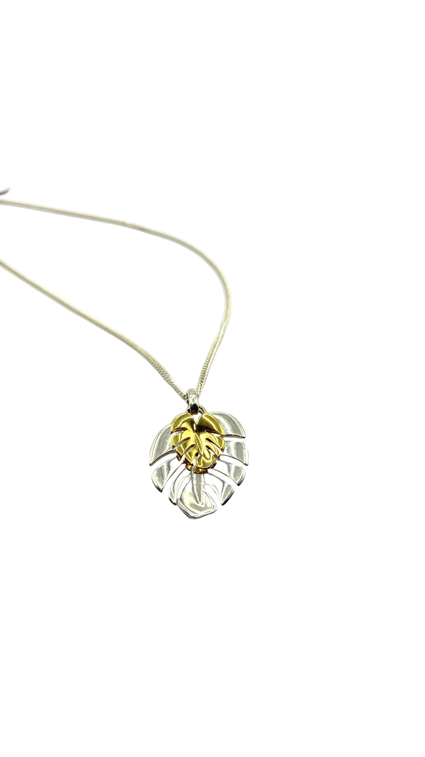 Silver and Yellow G/P  Leaf Pendant