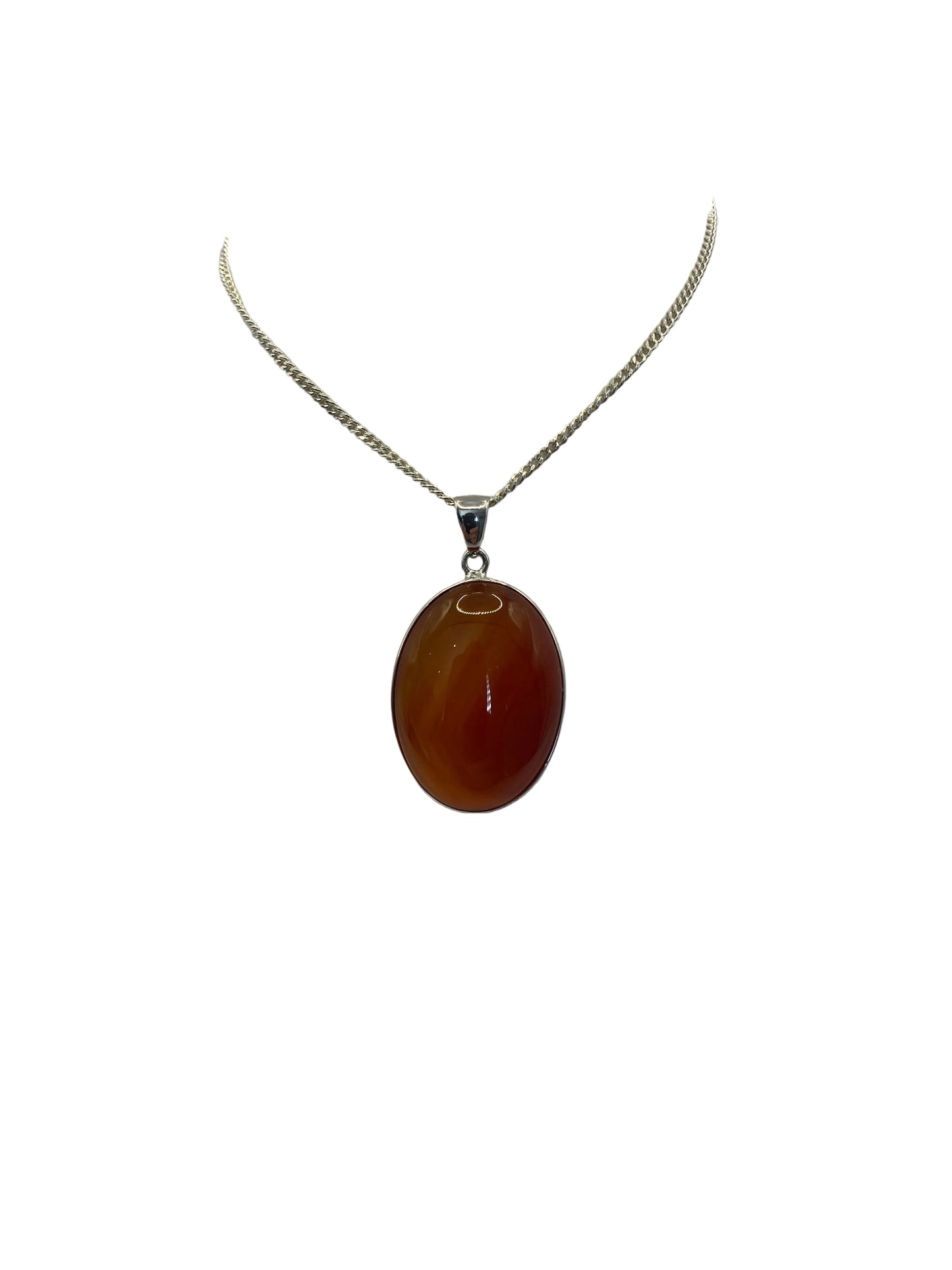 Silver Oval Agate Pendant