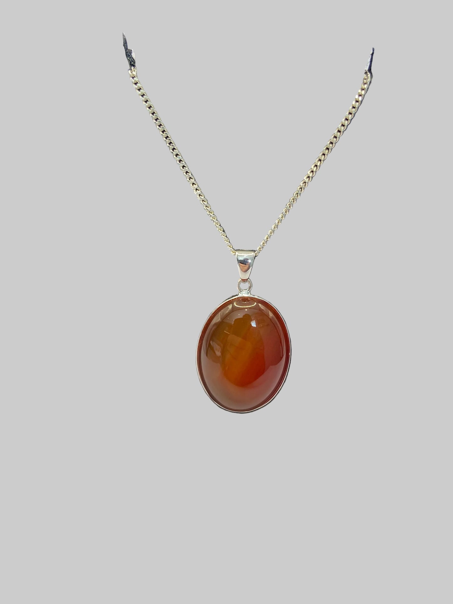 Silver Oval Agate Pendant