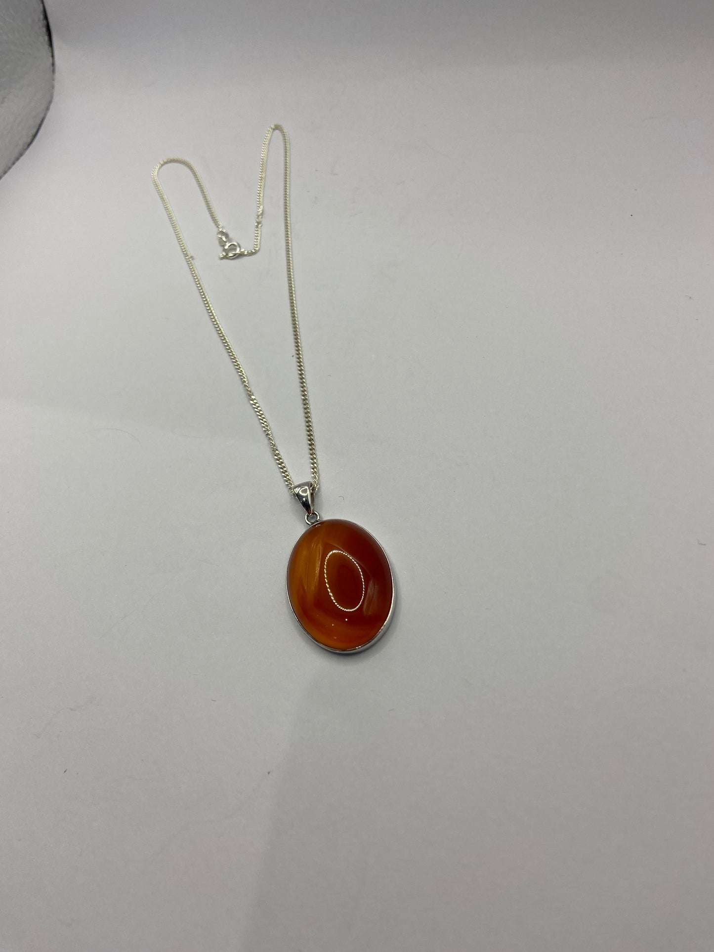 Silver Oval Agate Pendant