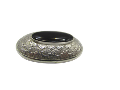 Silver Black Stoned  Pill Box