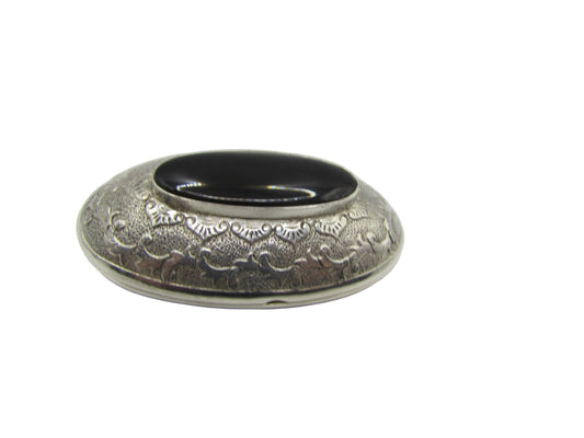 Silver Black Stoned  Pill Box