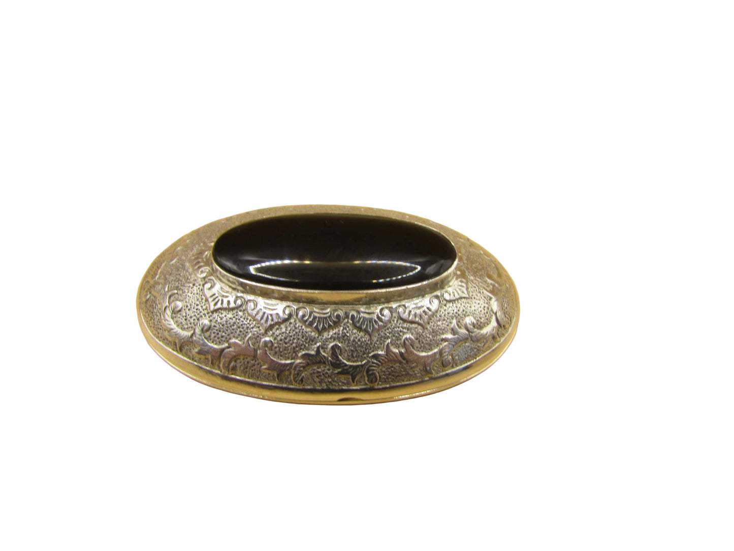 Silver Black Stoned  Pill Box