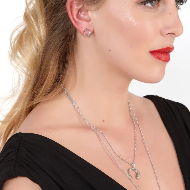 Silver Luna Stud Earrings